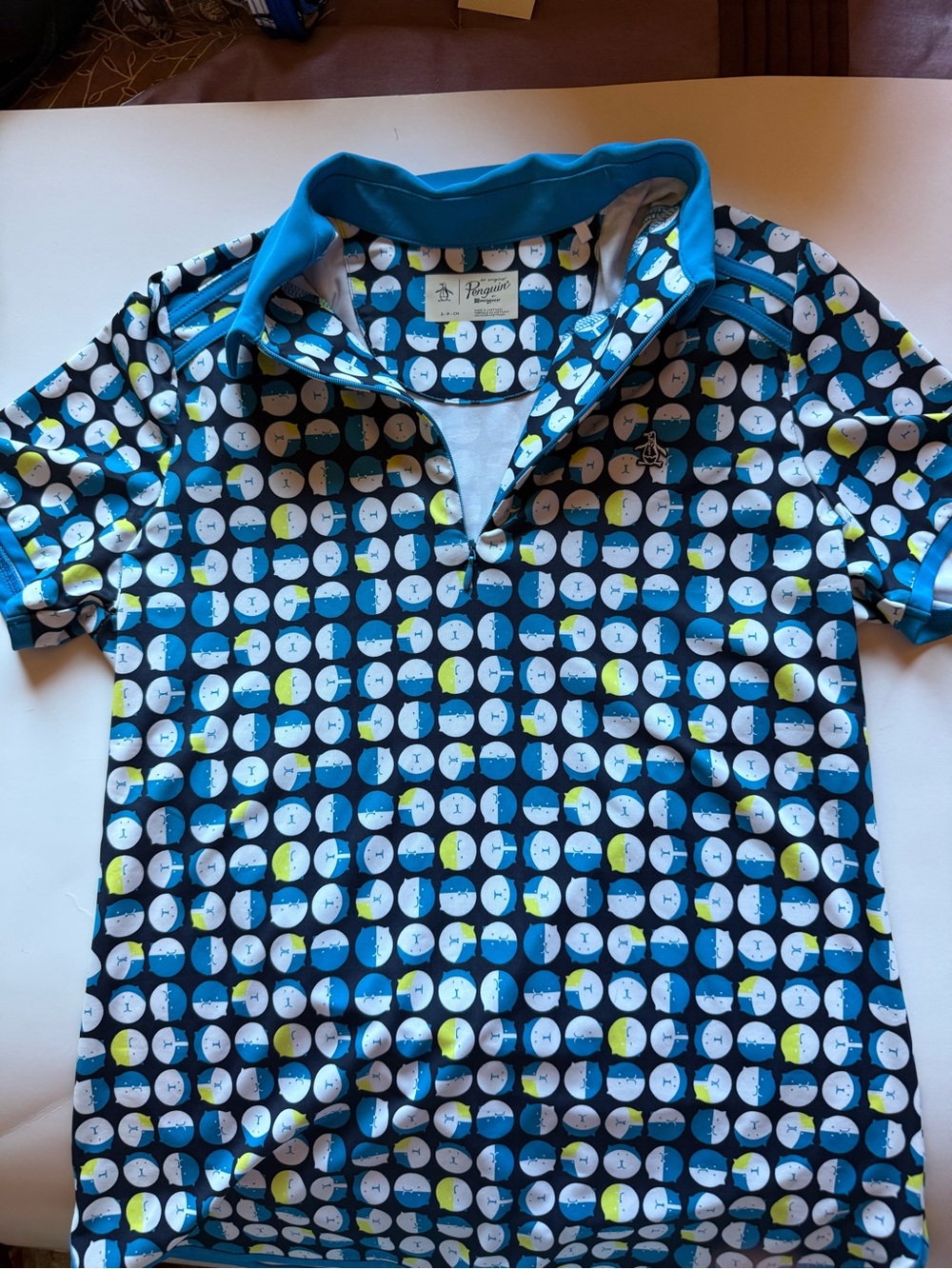 Original Penguin Munsingwear Women's Graphic Cat Print Golf Polo Sz S - Picture 2 of 5